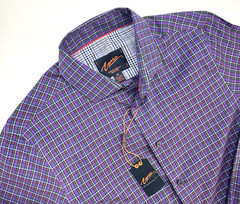 Egara Slim Fit Stretch Button Long Sleeve Shirt Men’s M Purple Check NWT $44.99