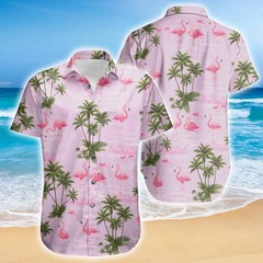 Pink Flamingo Hawaiian Shirt Tropical Bird Aloha Beach Top