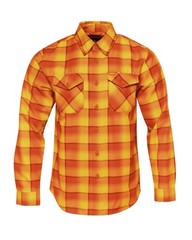 DIXXON FLANNEL CO – BLAZE – LARGE – BRAND NEW – ORANGE BLACK PLAID – FIREFIGHTER