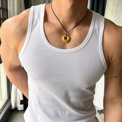 Mens 100%Cotton Ribbed Tank Top Breathable Gym Workout Undershirt Slim Fit