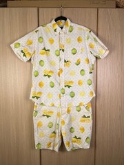 Gitman Bros Vintage Matching Set — Lemon Print Shirt & Shorts, Size L, Made in U
