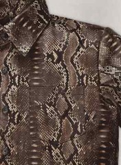 Classic Men’s Dark Brown Python Leather Shirt Real Lambskin Custom Made Shirt