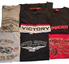 Motorcycle Lot of 6 T-Shirts Ducati, Victory, Triumph, Moto Guzzi M-XL