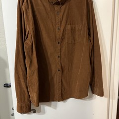 Express Men’s Long Sleeved Fine Corduroy Shirt XXL Golden Brown 18-8.5 New NWOT
