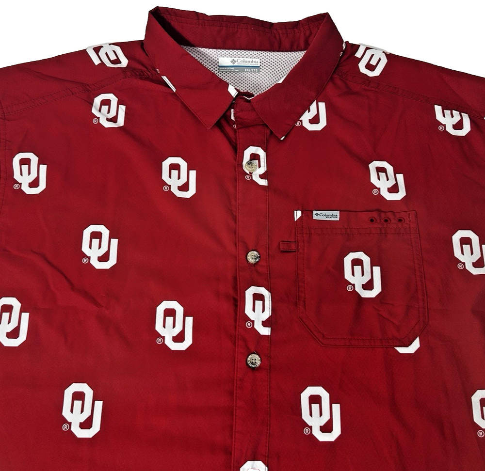 Columbia Ohio University Red Fishing Shirt Size XXL Button Up Short Sleeve
