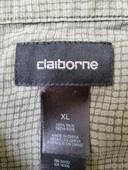 Claiborne Men’s 100% Silk Button-Down Olive Green Casual Comfortable Shirt Short