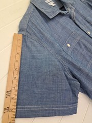 Amazon Essentials Men’s Chambray Button Up Short Sleeve Shirt Large Blue Regular