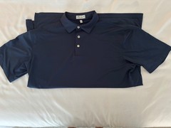 Peter Millar Solid Performance Jersey Short Sleeve Polo Shirt Navy Blue Large