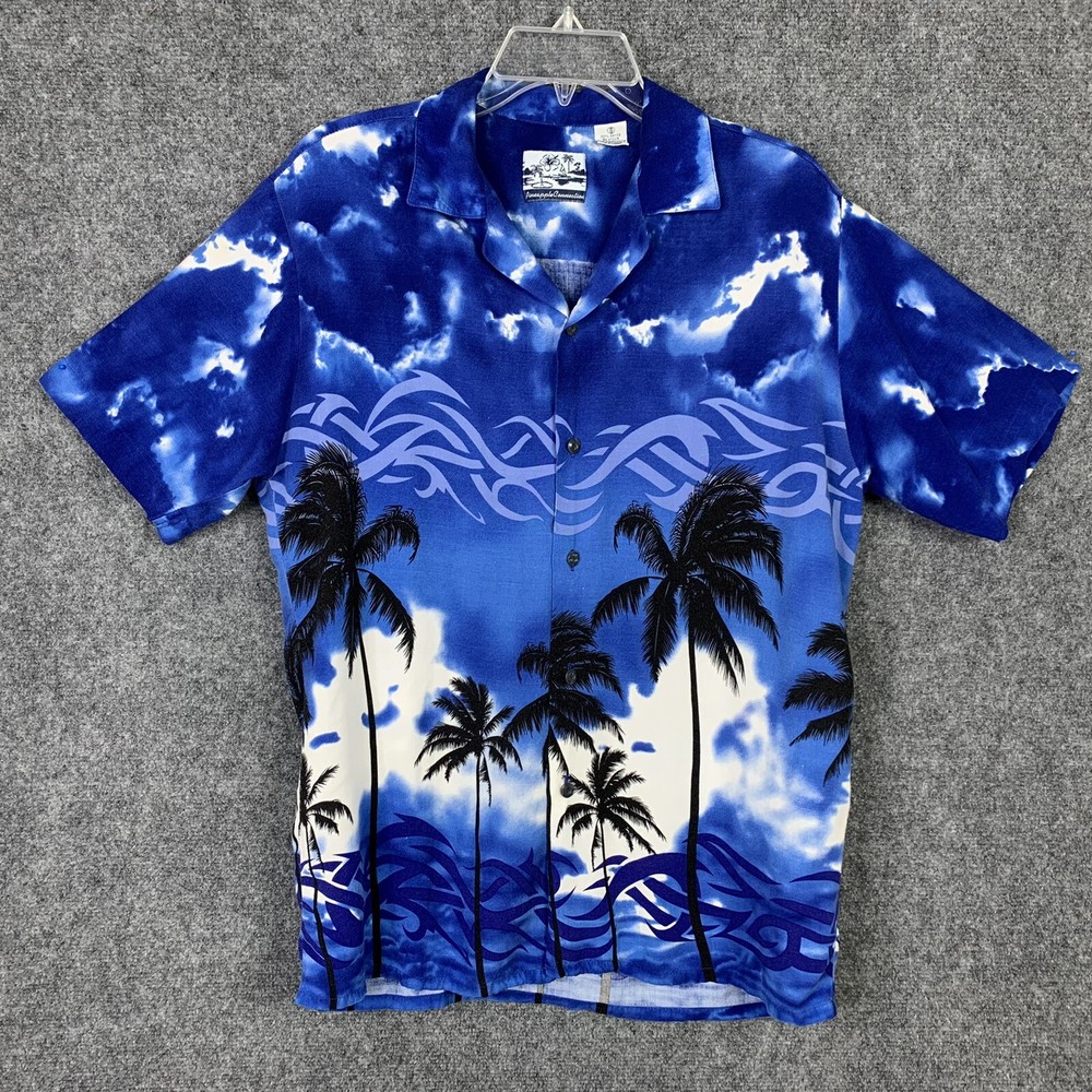 Pineapple Connection Button Up Hawaiian Shirt Men Small Rayon