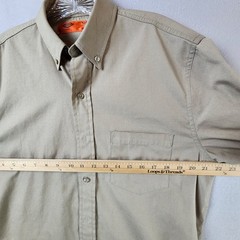 Dickies Button-Up Work Shirt Men Medium Long Sleeve Beige Utility Twill Vintage