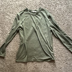 COOFANDY Men’s L Green Solid Crew Neck Long Sleeve T-Shirt Regular Fit
