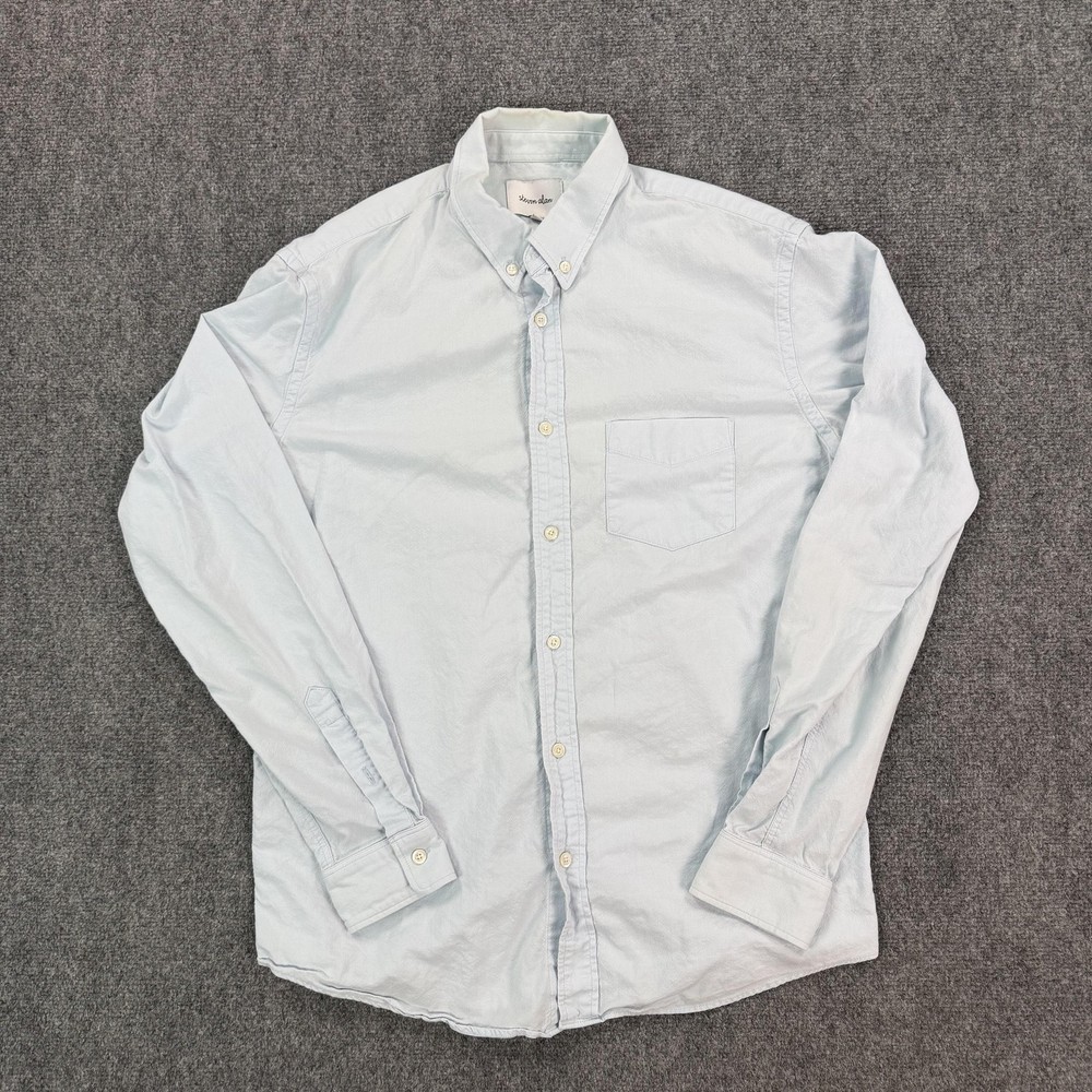 Steven Alan Shirt Mens Medium Blue Solid Long Sleeve Button Up Made USA Casual