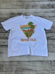 Casablanca Tennis Club Graphic T Shirt White Luxury Designer Resort Wear