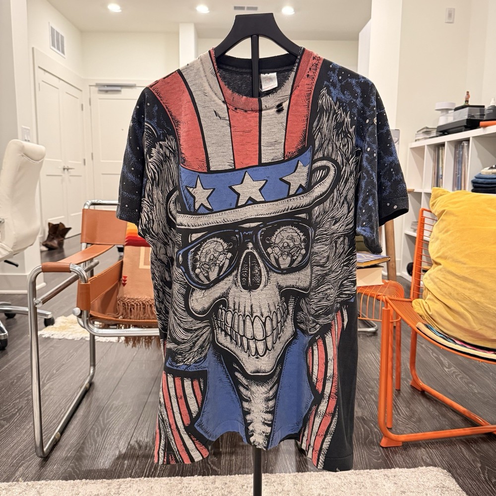 Vintage 90s Grateful Dead Uncle Sam Outer Space AOP Graphic Tee Distressed