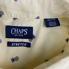 Chaps Men Pineapple S/S Button Down Stretch Shirt XXL Lemon Yellow Recycled Poly