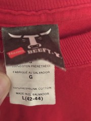 Hanes Beefy-T Men’s L (42-44) Red Pocket Short Sleeve Crew Neck Cotton Tee