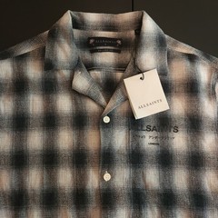 NWT ALLSAINTS Underground Check Relaxed Fit Button Down Shirt size Medium $219