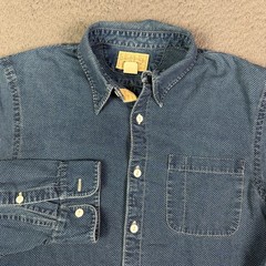 RRL Ralph Lauren Shirt Mens S Blue Indigo Cloth Chambray Sashiko Work Pocket