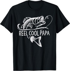 Reel Cool Papa Fishing Dad Gifts Father’s Day Fisherman Fish T-Shirt