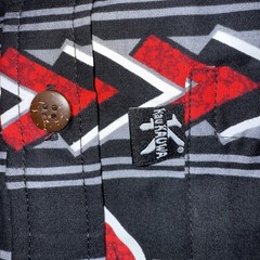Kau Kauwa Men’s Sz Lg Hawaiian Style Shirt Red & Black Floral, 100% Cotton, GUC