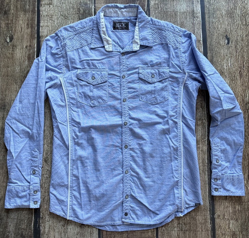 BUCKLE BLACK ATHLETIC FIT SPORT SHIRT BLUE MENS LARGE EXCELLENT CONDITION