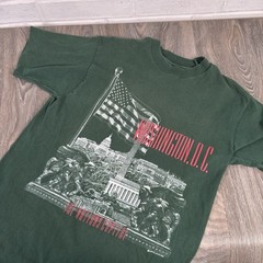 Vintage Washington DC T Shirt Mens Medium Green Graphic Single Stitch 90s USA