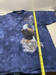 The Mountain Bald Eagle Lightning Nature Art Shirt Mens XL X-Large Blue