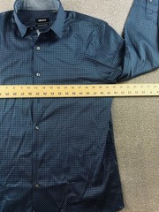 DKNY Button-Down Shirt Men M Blue Regular Fit Stretch Geometric Cotton Office