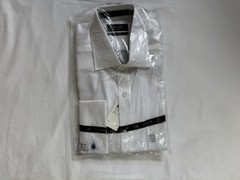 Tasso Elba White Solid French Cuff 100% Egyptian Cotton Dress Shirt 16 1/2 34/35