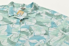 Eddie Bauer Mens 2XL Short Sleeve Button Down Shirt Teal Green Fish Marlin Print