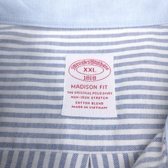 Brooks Brothers Button Shirt -XXL White Blue Stripe Stretch OXFORD Golden Fleece