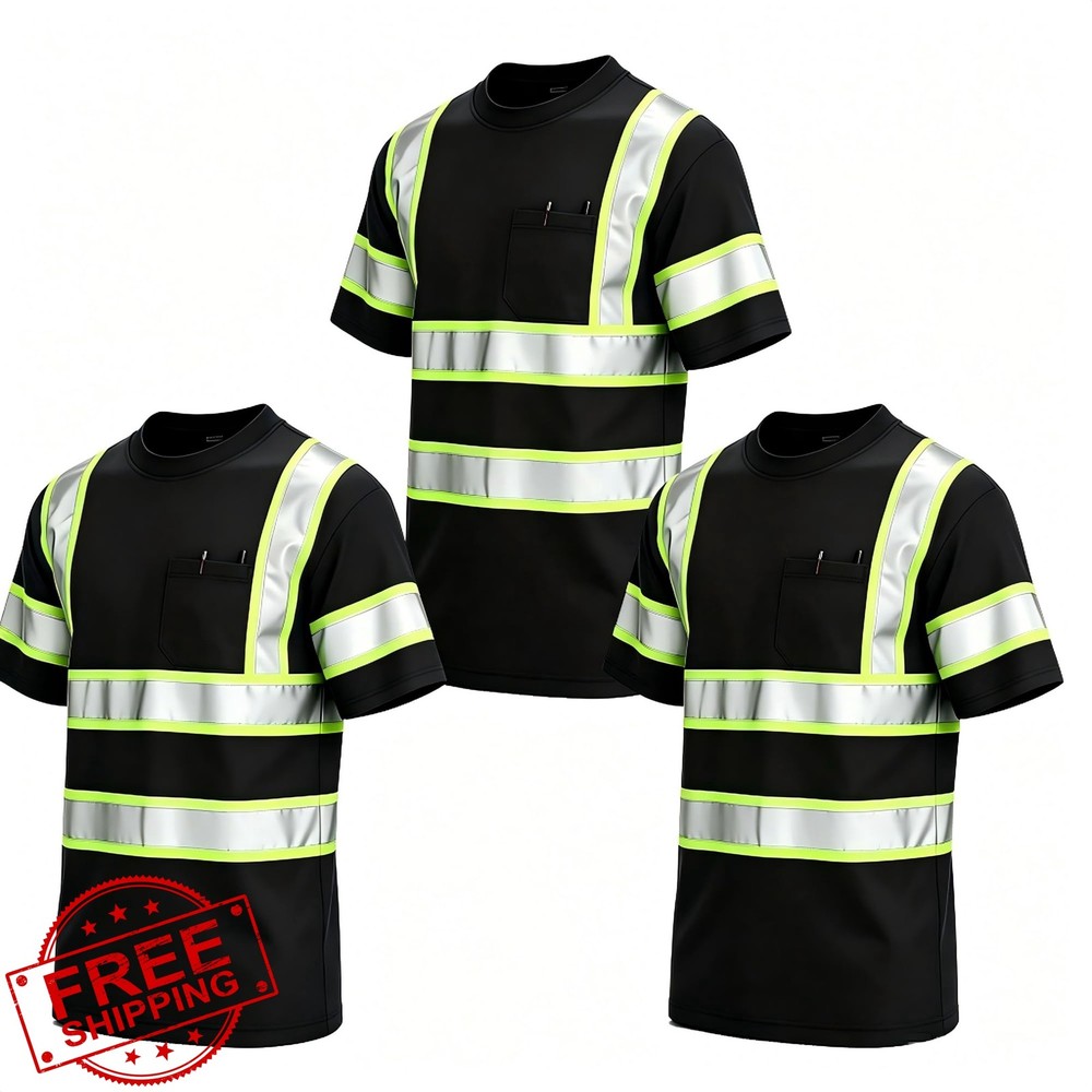 SRsafety 3 Pack Hi Vis Shirts Small Black