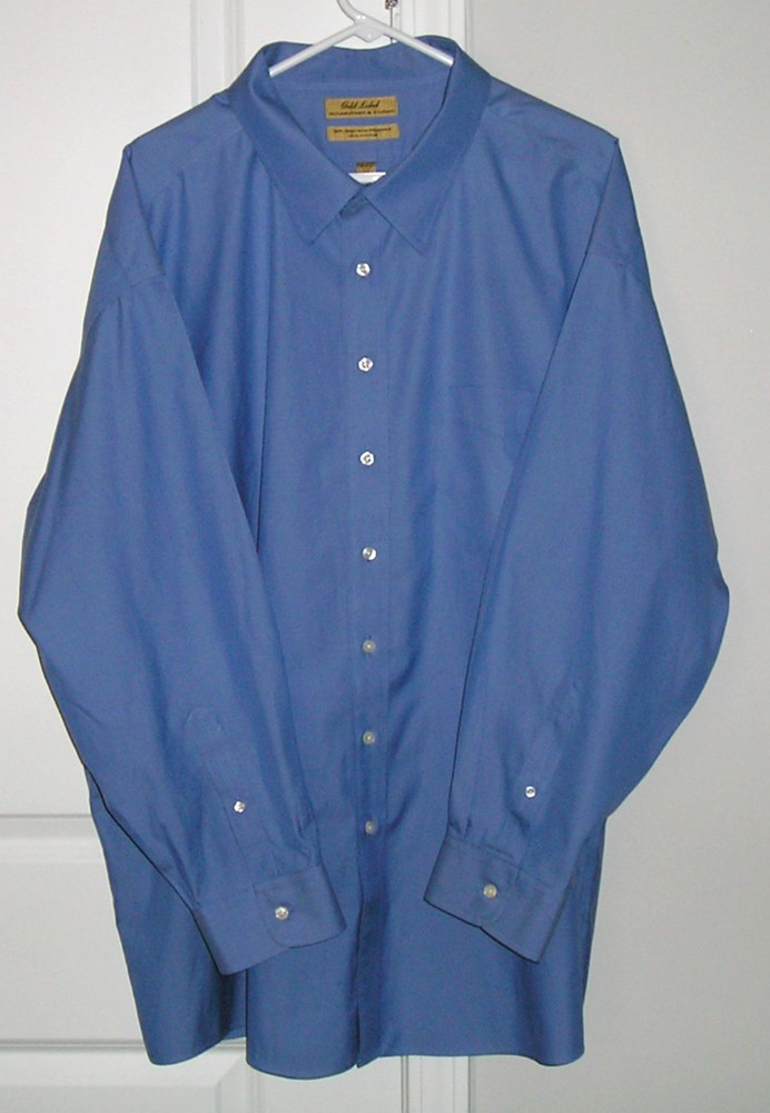 NEW~ROUNDTREE/YORKE GOLD LABEL 80’s NON-IRON PINPOINT BLUE DRESS SHIRT 20/35 BIG