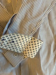 Report Collection Modern Fit L 16.5 34/35 Blue/White Striped Cotton Dress Shirt