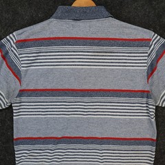 Silver Stone Collection Polo Mens M Blue Excellent Striped Short Sleeve
