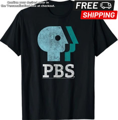 PBS Blue Teal and White Logo Public Broadcasting Service T-Shirt