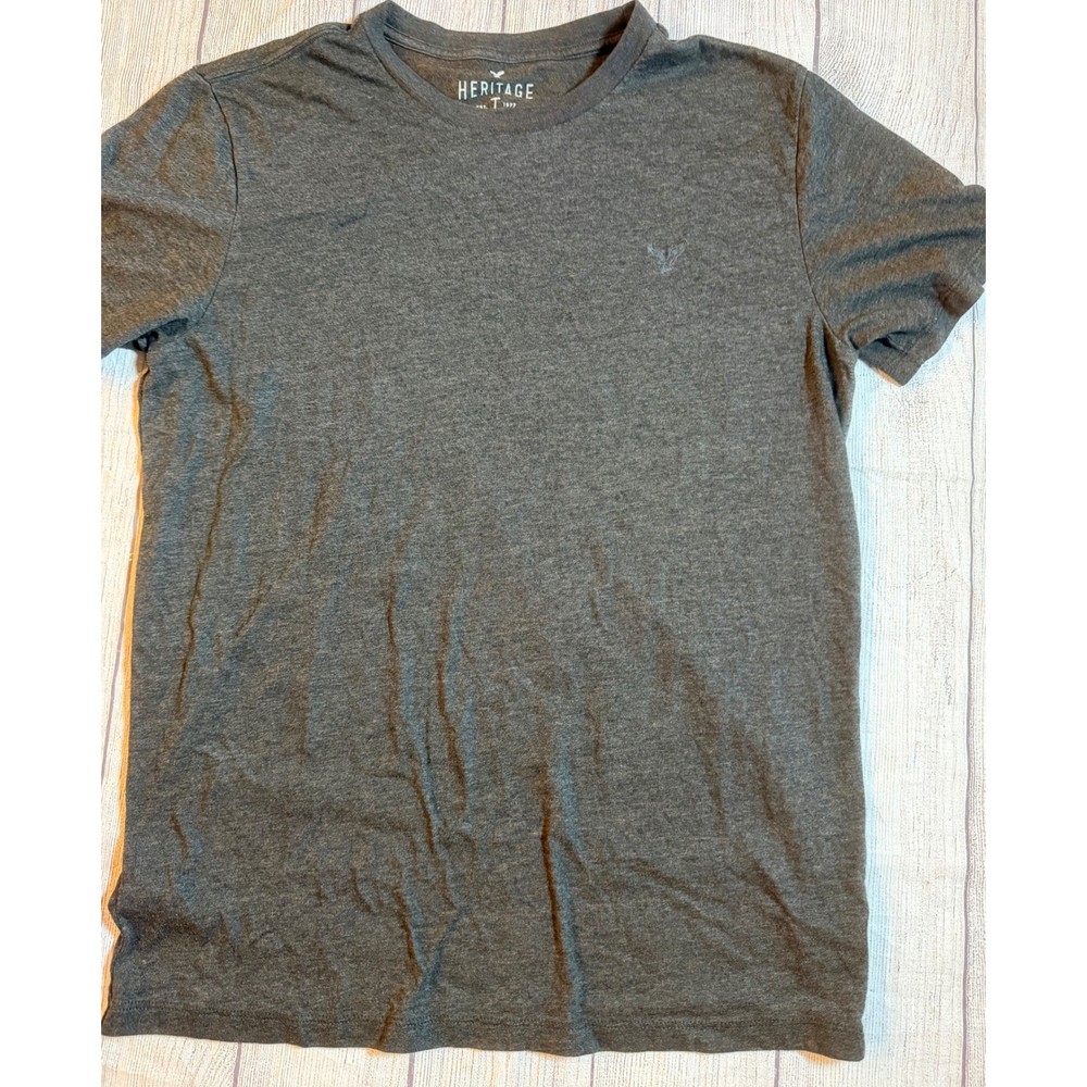 American Eagle Heritage Tee Mens Medium Charcoal Gray Heather Eagle Logo T-Shirt
