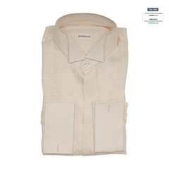 1400$ LUXURY MAROL BOLOGNA Smoking Shirt Ivory 100% COMO SILK Satin 15.5 – 39