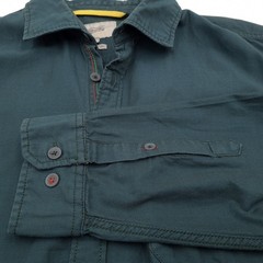 Camel Active Mens Button Up Shirt Green Regular Fit Long Sleeve Cotton L