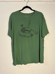 009-0121 American Eagle Green Skeleton Swimming in Floatie Graphic T-Shirt