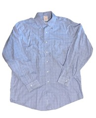 Brooks Brothers Traditional Fit Non-Iron Blue Check Cotton Dress Shirt 16-34