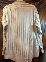 Dior Cream Long-Sleeve Dress Shirt with Purple & Blue Stripes 40” chest box PP