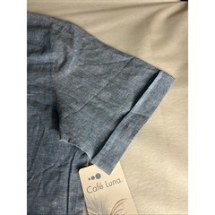 Cafe Luna Men’s Shirt Size XL Linen Blend Button Front Hawaiian Pockets Blue PA3