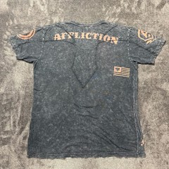 Affliction American Customs AC/DC Eagle Graphic V-Neck T-Shirt Black/Grey