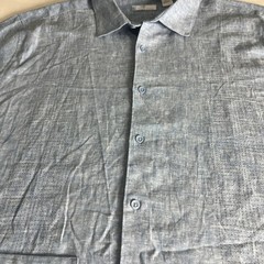 Cafe Luna Men’s Shirt Size XL Linen Blend Button Front Hawaiian Pockets Blue PA3
