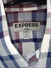 Express Fitted Men Button Down Shirt Blue 100%Cotton Long Sleeve SP 14-14 1/2