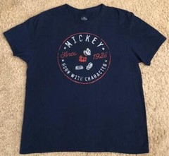 Disney Mickey Mouse Born With Character Since 1928 Men’s Navy Blue T-Shirt XL