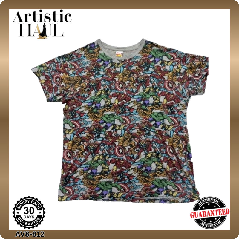 Marvel Comics Multicolor All-Over Superhero T-Shirt Size M Men Set