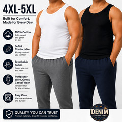 4XL-5XL Men’s A-Shirt 6 Pack Lot Tank Top Cotton Wife Beater Ribbed Undershirt