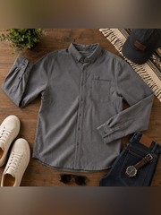 The North Face Button Down Shirt Men’s Medium Gray Long Sleeve Outdoor Casual